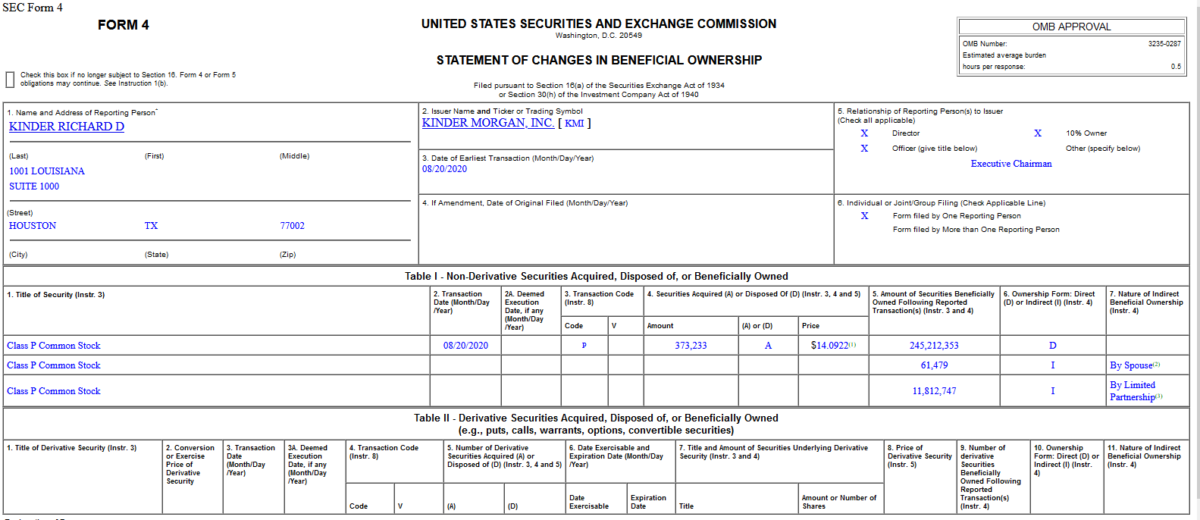 Insider Buying in Kinder Morgan, Inc. (KMI)