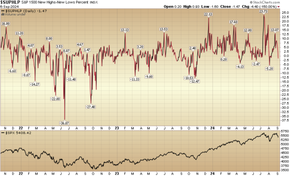 Indicator of the Day (video): S&P 1500 New High New Low Percent